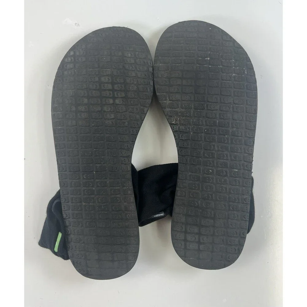 Sanuk Yoga Mat Classic Sling Flip Flops Thong Sandals Size 8 Black EU 39